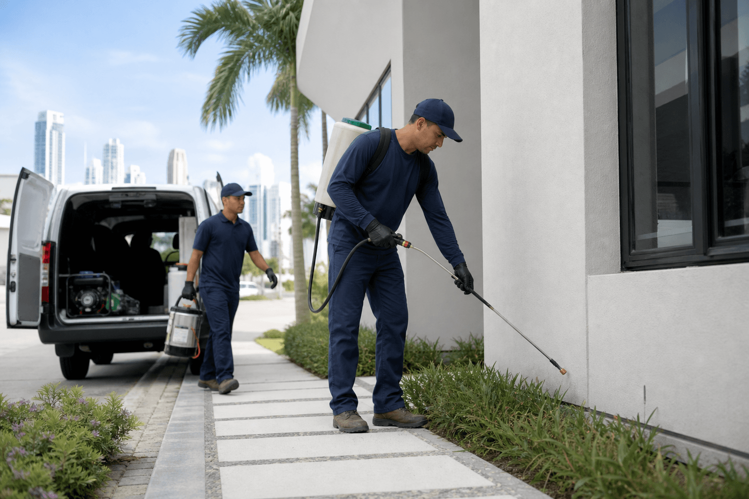 Tratamiento perimetral de control de plagas en campo
